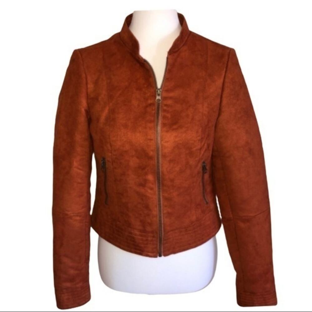 Outback Red Faux Suede Front Zip Jacket Size S EUC